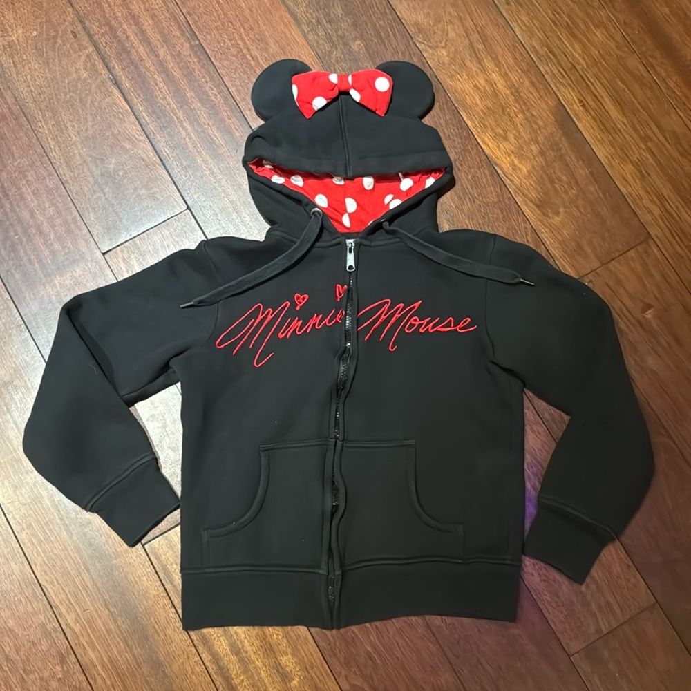 Disney Minnie Mouse Zip Up Sweatshirt, Girls M